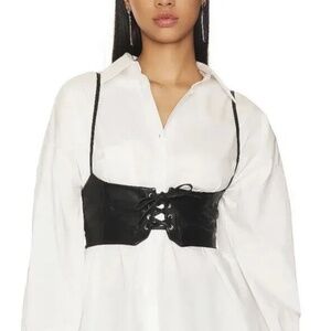 FREE PEOPLE Black Leather Hastings Corset Belt Harness Size Medium / Large